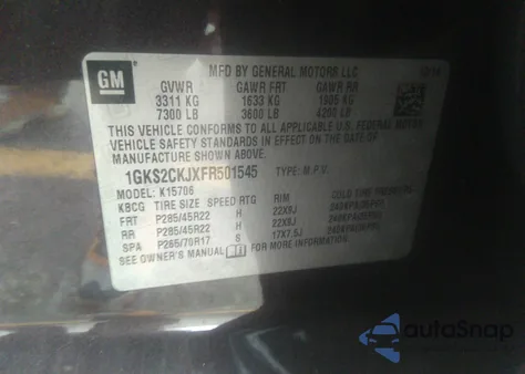 2015 GMC Yukon Denali z USA, uszkodzony, nr VIN 1GKS2CKJXFR501545